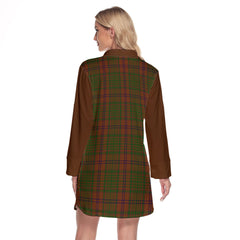 MacGillivray Hunting Tartan Women's Lapel Shirt Dress With Long Sleeve