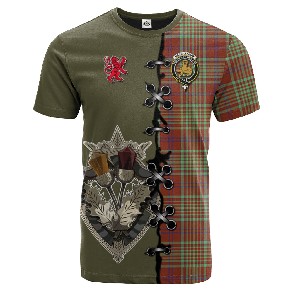 MacGillivray Hunting Ancient Tartan T-shirt - Lion Rampant And Celtic Thistle Style