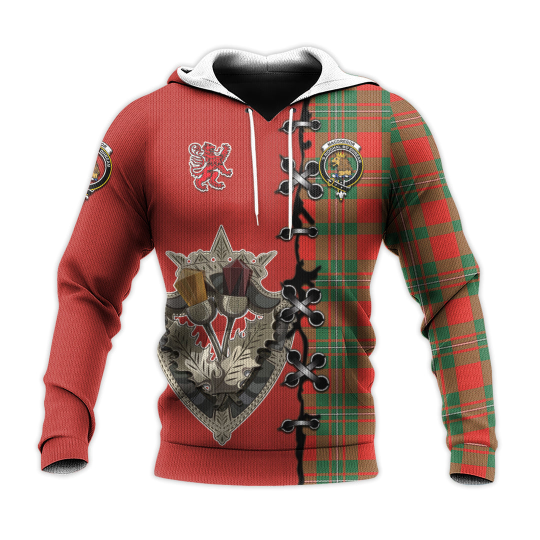 MacGregor Ancient Tartan Hoodie - Lion Rampant And Celtic Thistle Style