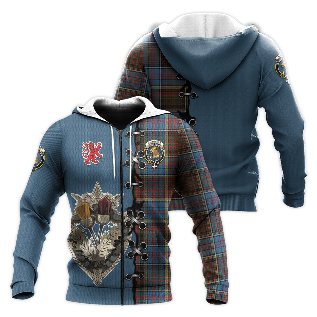 MacGregor Hastie Tartan Hoodie - Lion Rampant And Celtic Thistle Style