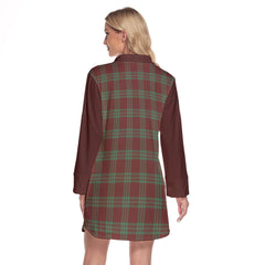 MacGregor Hunting Ancient Tartan Women's Lapel Shirt Dress With Long Sleeve