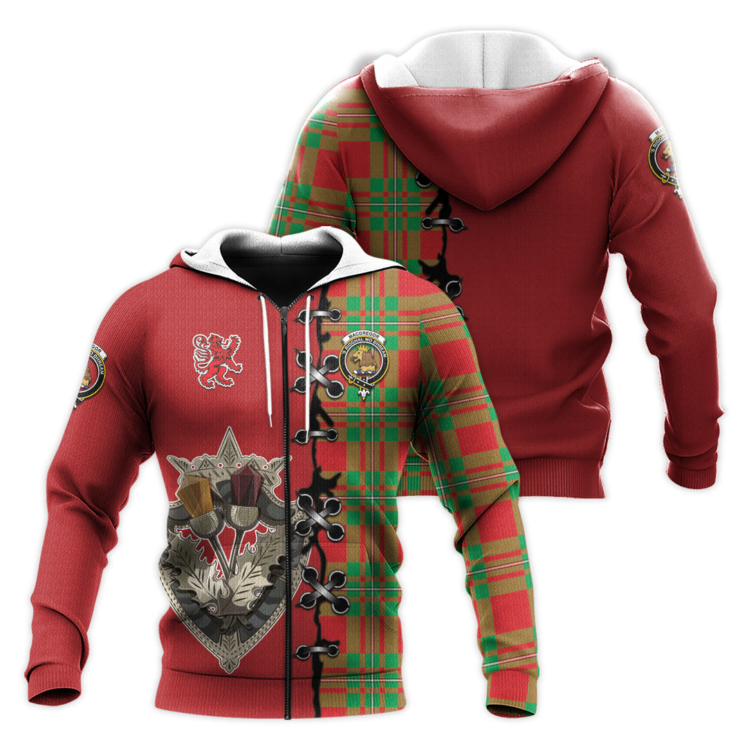 MacGregor Modern Tartan Hoodie - Lion Rampant And Celtic Thistle Style