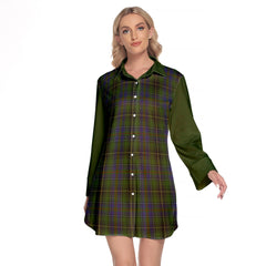 MacInnes Tartan Women's Lapel Shirt Dress With Long Sleeve