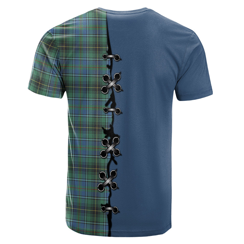 MacInnes Ancient Tartan T-shirt - Lion Rampant And Celtic Thistle Style