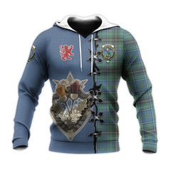 MacInnes Ancient Tartan Hoodie - Lion Rampant And Celtic Thistle Style