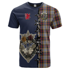 MacInnes Ancient Hunting Tartan T-shirt - Lion Rampant And Celtic Thistle Style