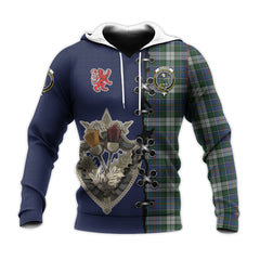 MacInnes Dress Tartan Hoodie - Lion Rampant And Celtic Thistle Style