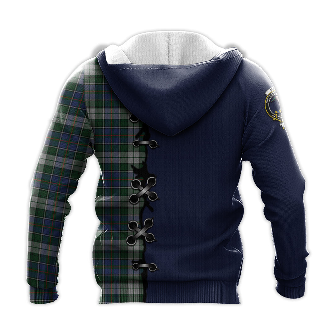 MacInnes Dress Tartan Hoodie - Lion Rampant And Celtic Thistle Style