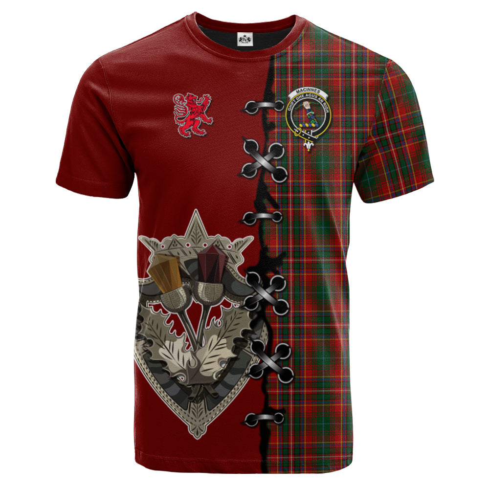 MacInnes Hastie Tartan T-shirt - Lion Rampant And Celtic Thistle Style