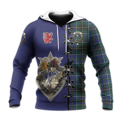 MacInnes Modern Tartan Hoodie - Lion Rampant And Celtic Thistle Style