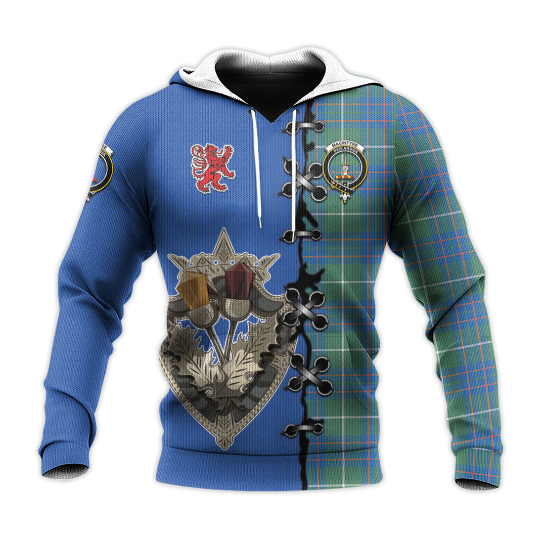 MacIntyre Hunting Ancient Tartan Hoodie - Lion Rampant And Celtic Thistle Style