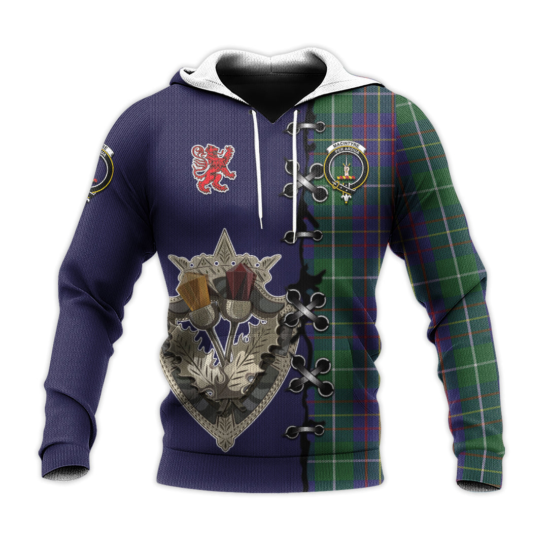 MacIntyre Inglis Tartan Hoodie - Lion Rampant And Celtic Thistle Style