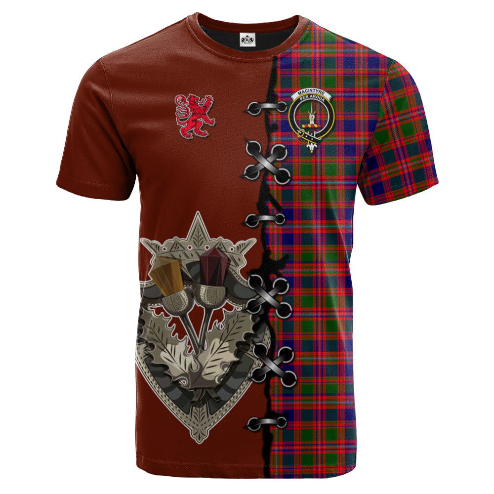 MacIntyre Modern Tartan T-shirt - Lion Rampant And Celtic Thistle Style