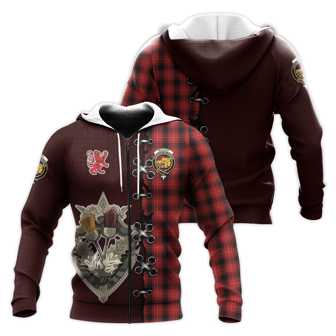 MacIver Tartan Hoodie - Lion Rampant And Celtic Thistle Style