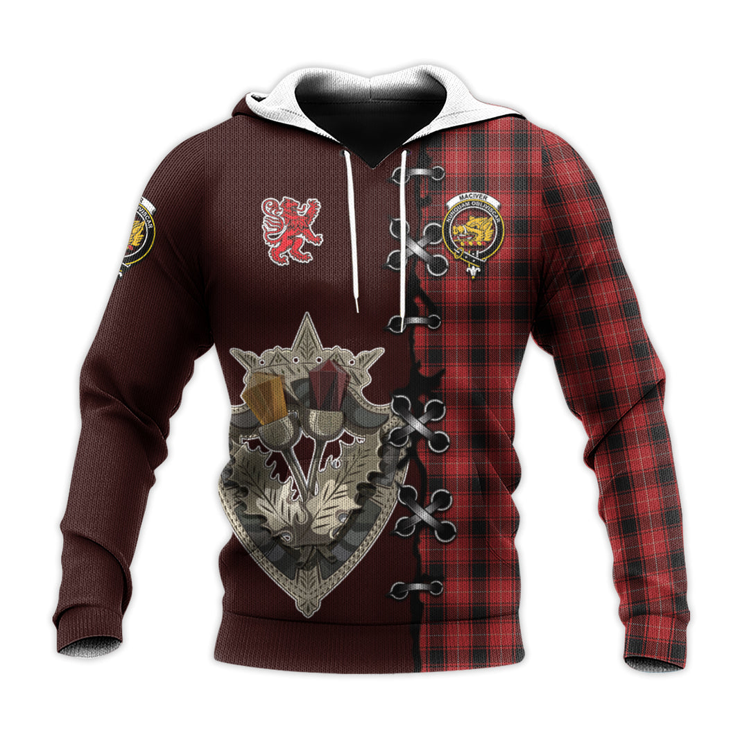 MacIver Tartan Hoodie - Lion Rampant And Celtic Thistle Style