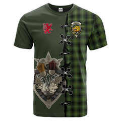 MacIver Hunting Tartan T-shirt - Lion Rampant And Celtic Thistle Style