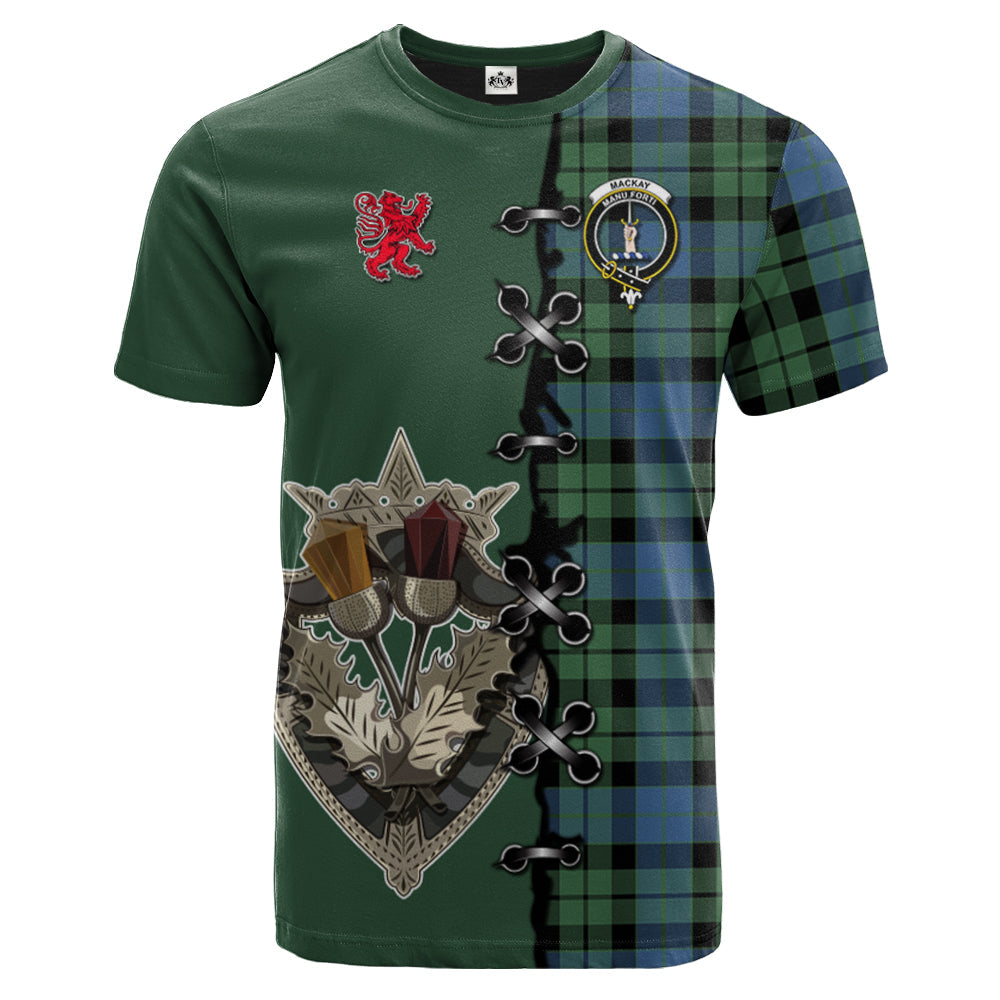 MacKay Ancient Tartan T-shirt - Lion Rampant And Celtic Thistle Style