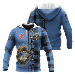 MacKay Blue Tartan Hoodie - Lion Rampant And Celtic Thistle Style