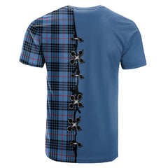 MacKay Blue Tartan T-shirt - Lion Rampant And Celtic Thistle Style