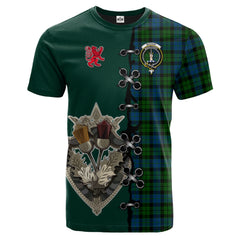 MacKay Modern Tartan T-shirt - Lion Rampant And Celtic Thistle Style