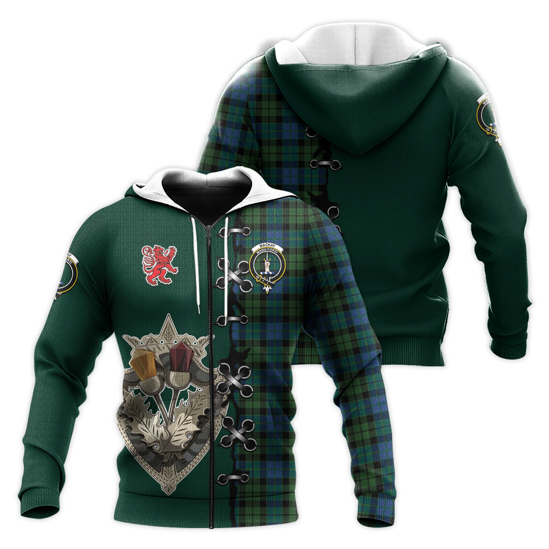 MacKay Modern Tartan Hoodie - Lion Rampant And Celtic Thistle Style