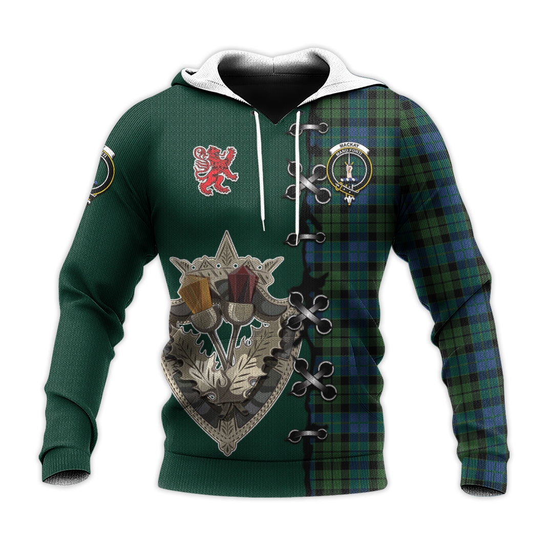 MacKay Modern Tartan Hoodie - Lion Rampant And Celtic Thistle Style