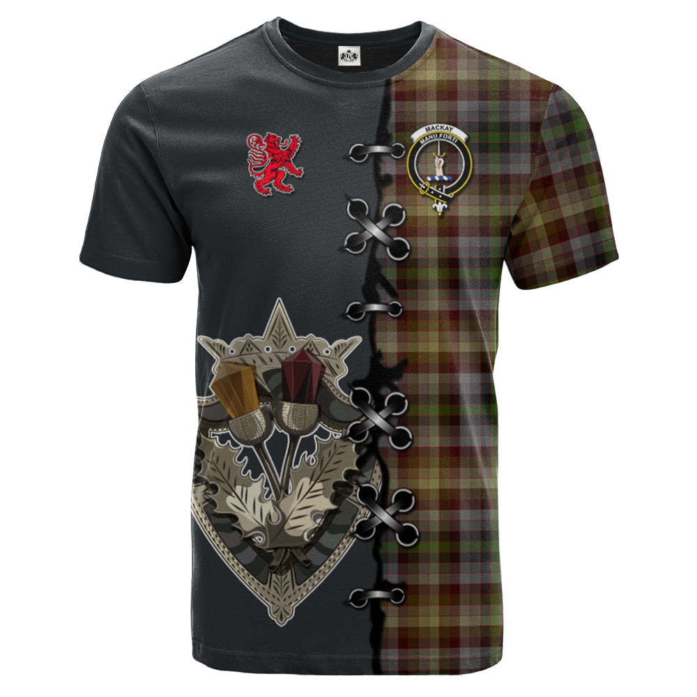 MacKay of Strathnaver Tartan T-shirt - Lion Rampant And Celtic Thistle Style