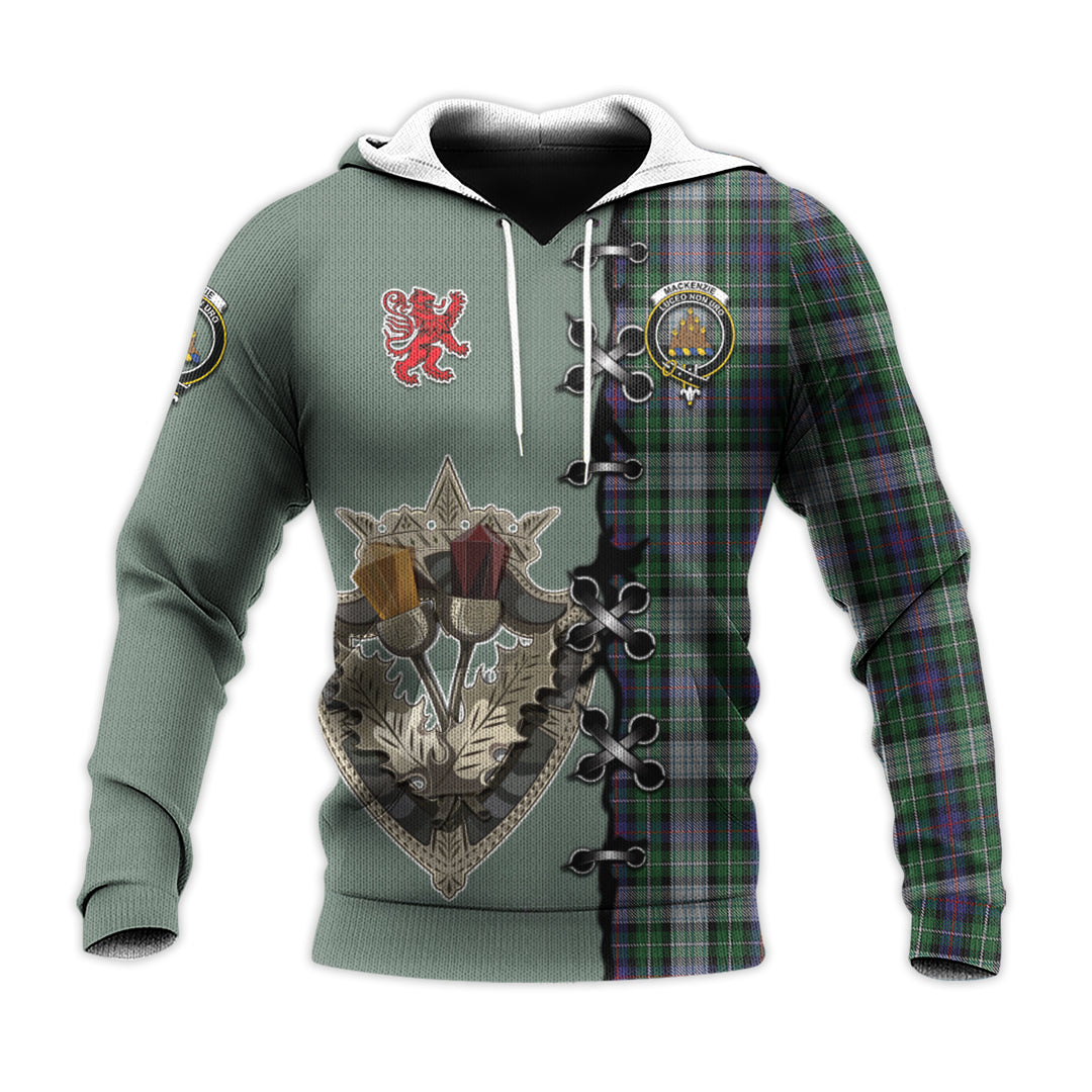 MacKenzie Dress Tartan Hoodie - Lion Rampant And Celtic Thistle Style