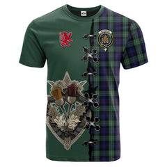 MacKenzie Hunting Green Tartan T-shirt - Lion Rampant And Celtic Thistle Style