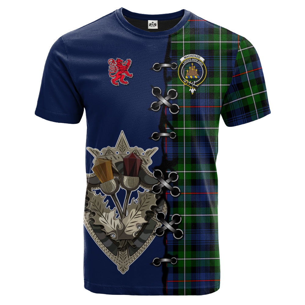 MacKenzie Modern Tartan T-shirt - Lion Rampant And Celtic Thistle Style