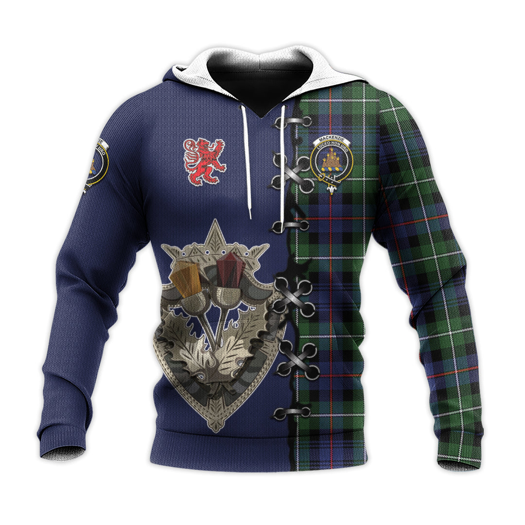 MacKenzie Modern Tartan Hoodie - Lion Rampant And Celtic Thistle Style