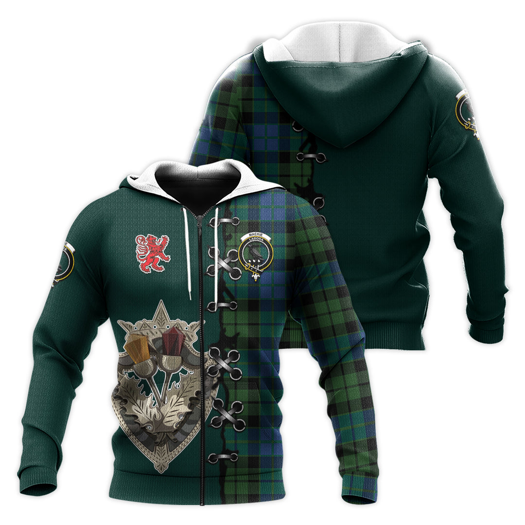 MacKie Tartan Hoodie - Lion Rampant And Celtic Thistle Style