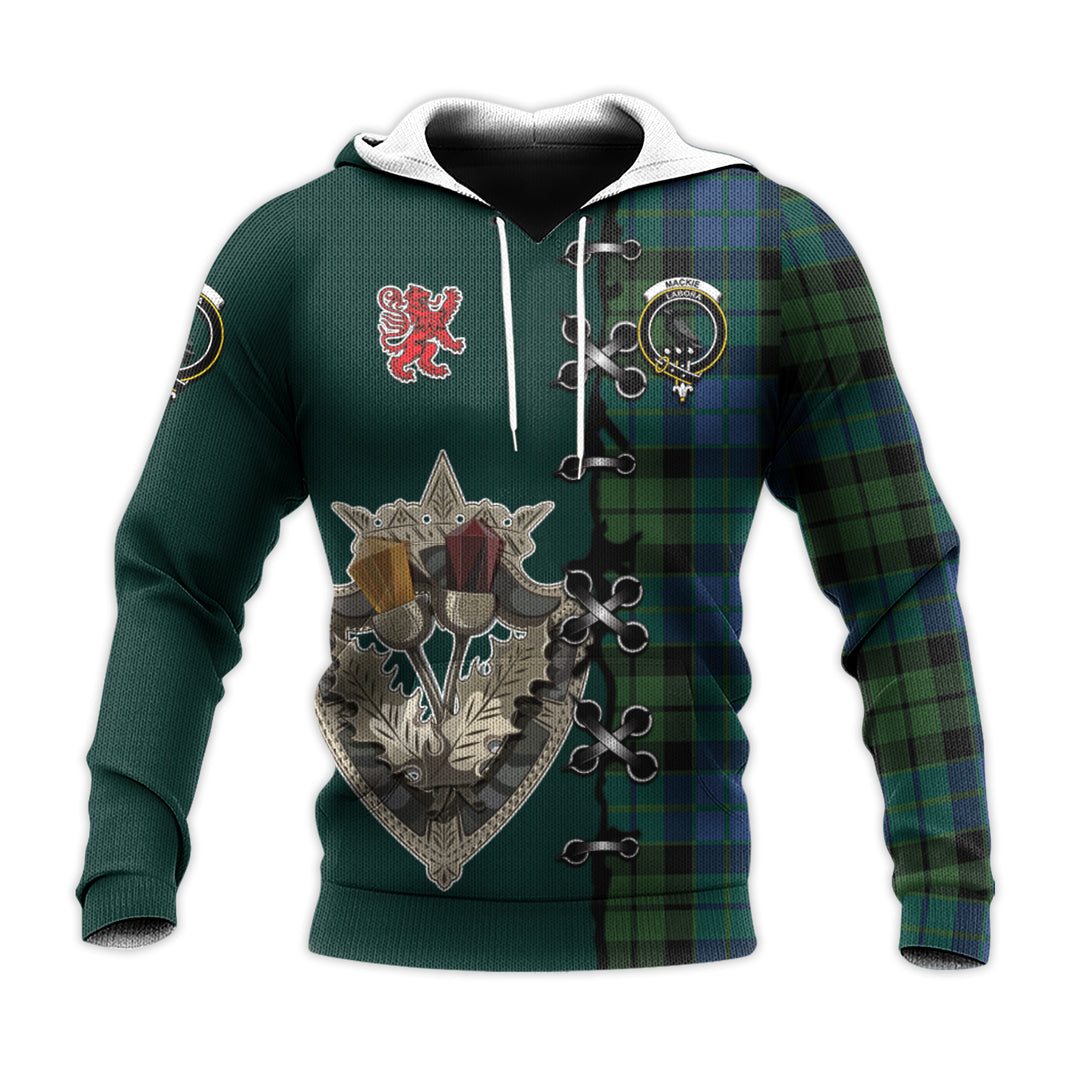 MacKie Tartan Hoodie - Lion Rampant And Celtic Thistle Style