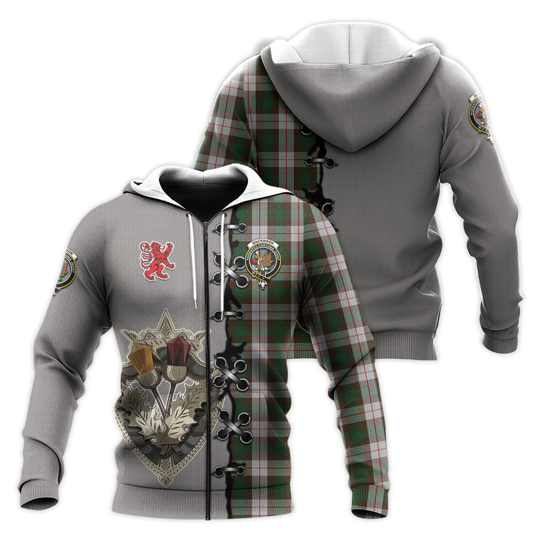 MacKinnon Dress Tartan Hoodie - Lion Rampant And Celtic Thistle Style