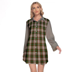 MacKinnon Dress Tartan Women's Lapel Shirt Dress With Long Sleeve