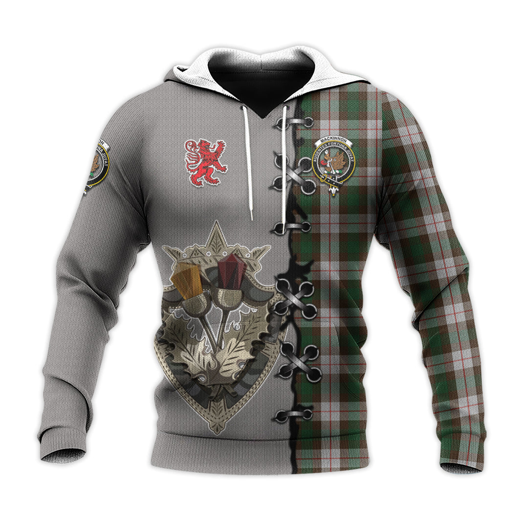 MacKinnon Dress Tartan Hoodie - Lion Rampant And Celtic Thistle Style