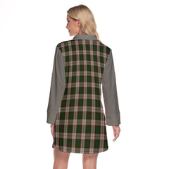 MacKinnon Dress Tartan Women's Lapel Shirt Dress With Long Sleeve