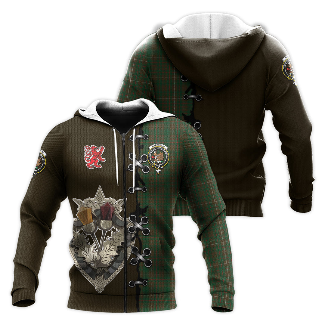 MacKinnon Hunting Tartan Hoodie - Lion Rampant And Celtic Thistle Style