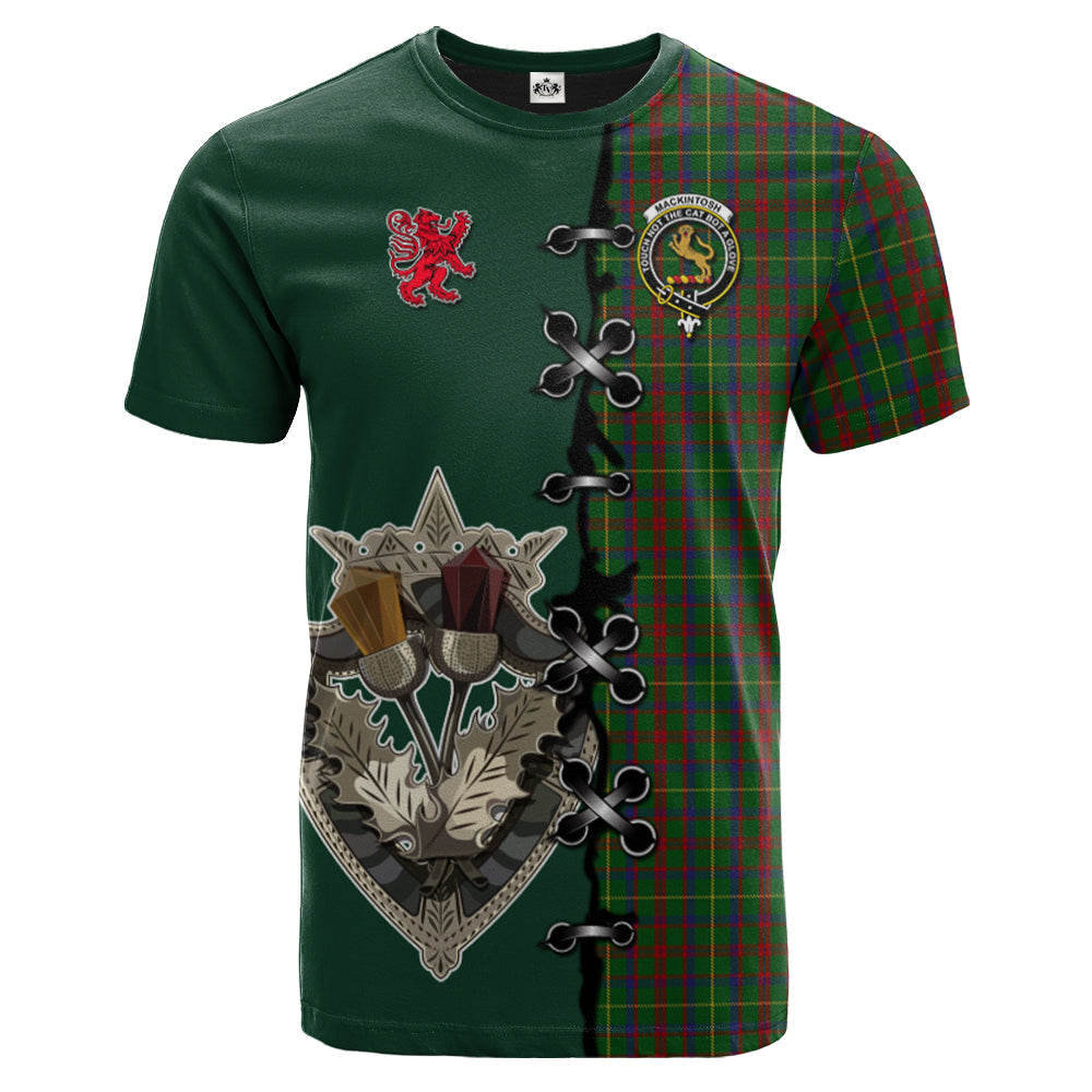 MacKintosh Hunting Tartan T-shirt - Lion Rampant And Celtic Thistle Style