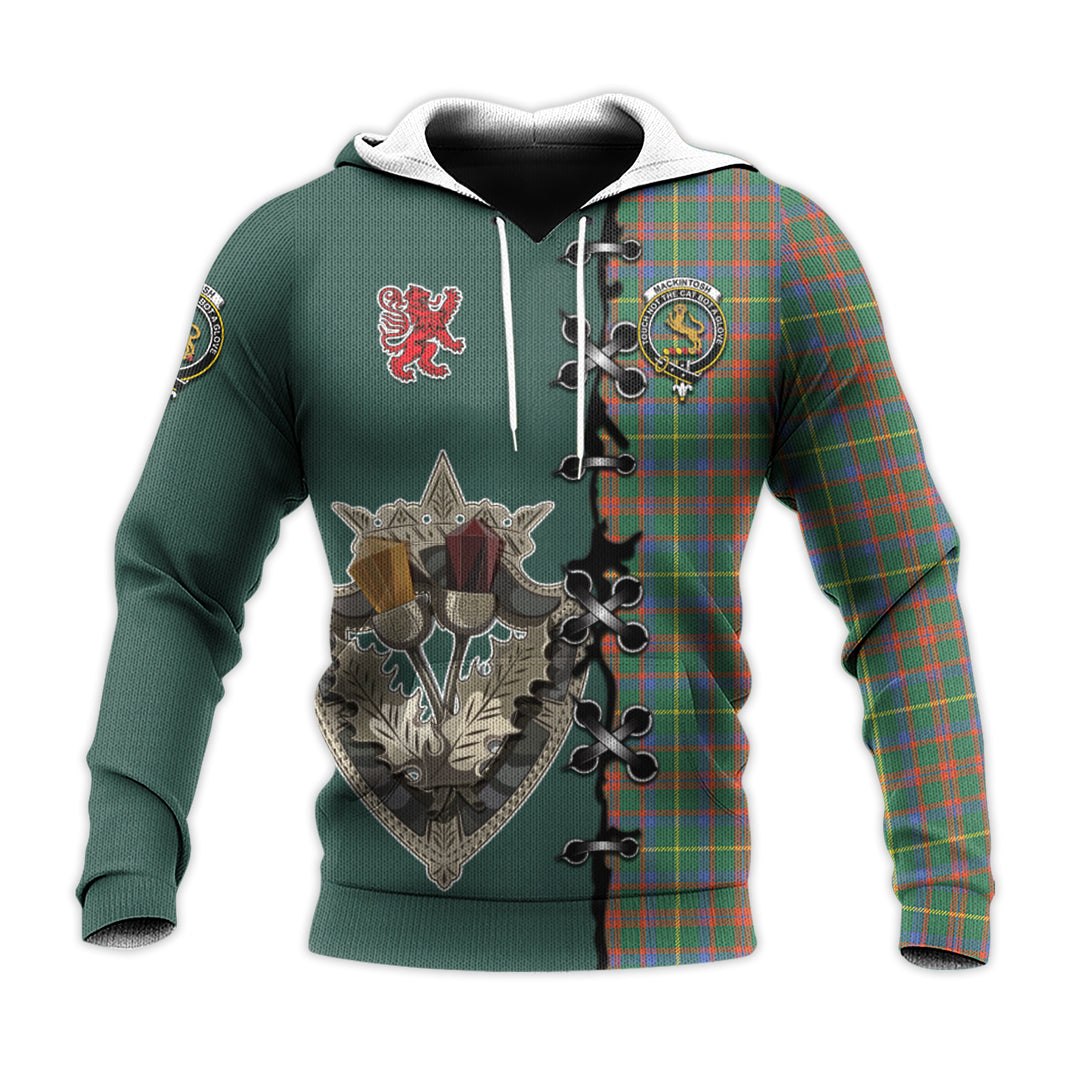 MacKintosh Hunting Ancient Tartan Hoodie - Lion Rampant And Celtic Thistle Style