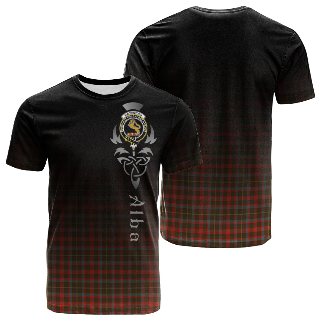 MacKintosh Hunting Weathered Tartan Crest T-shirt - Alba Celtic Style