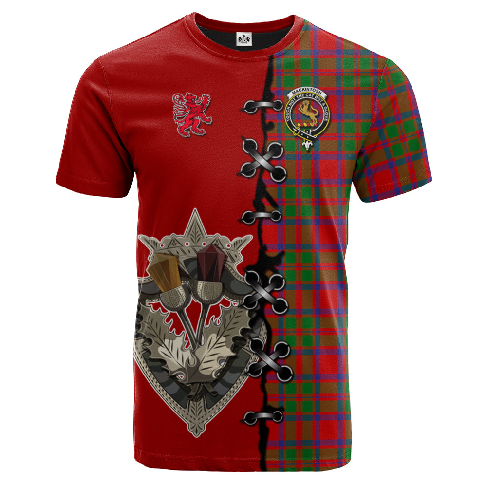 MacKintosh Modern Tartan T-shirt - Lion Rampant And Celtic Thistle Style