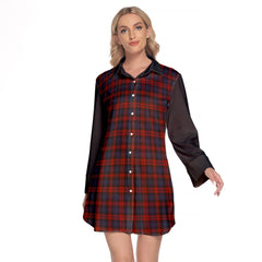 MacLachlan Tartan Women's Lapel Shirt Dress With Long Sleeve