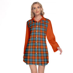 MacLachlan Ancient Tartan Women's Lapel Shirt Dress With Long Sleeve