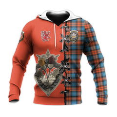 MacLachlan Ancient Tartan Hoodie - Lion Rampant And Celtic Thistle Style