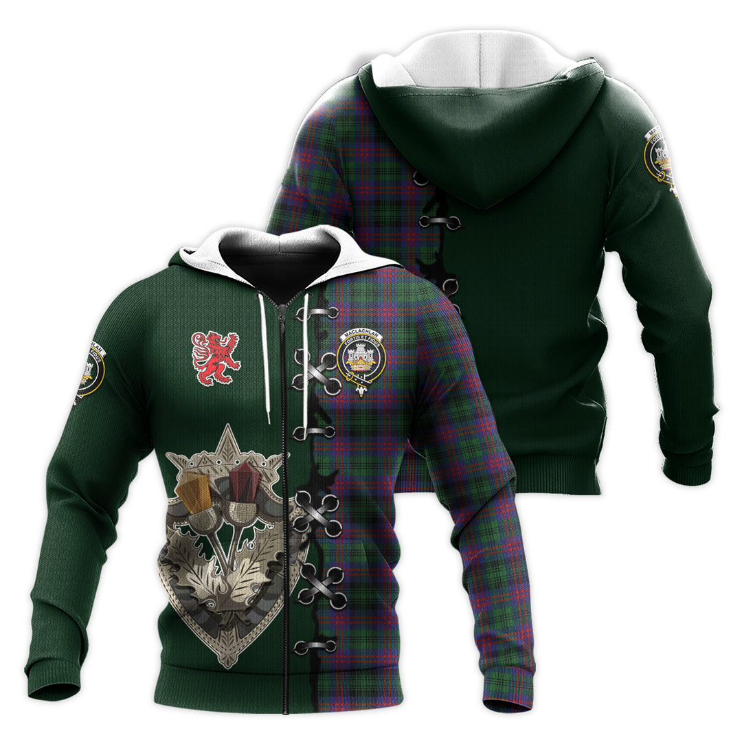 MacLachlan Hunting Tartan Hoodie - Lion Rampant And Celtic Thistle Style