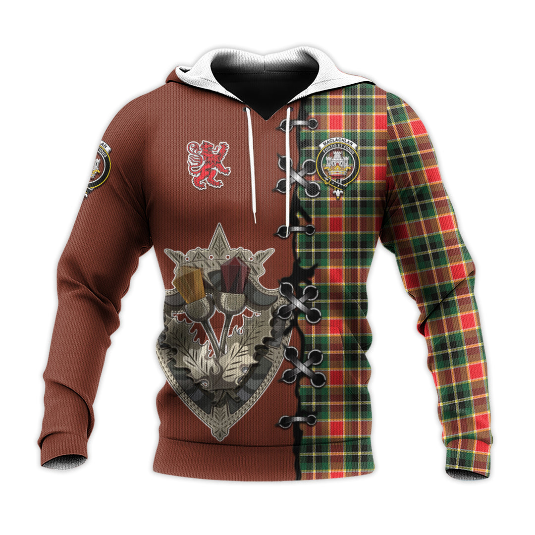 MacLachlan Hunting Modern Tartan Hoodie - Lion Rampant And Celtic Thistle Style