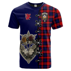 MacLachlan Modern Tartan T-shirt - Lion Rampant And Celtic Thistle Style