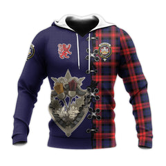 MacLachlan Modern Tartan Hoodie - Lion Rampant And Celtic Thistle Style