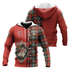 MacLachlan Weathered Tartan Hoodie - Lion Rampant And Celtic Thistle Style